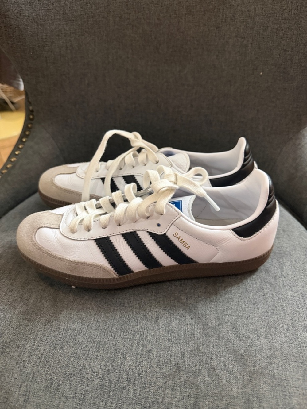 adidas Samba White Black with Gum Sole Sneakers real leather